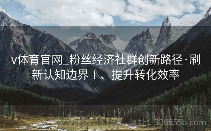 v体育官网_粉丝经济社群创新路径·刷新认知边界Ⅰ、提升转化效率