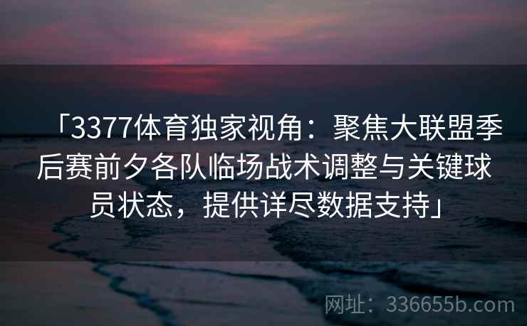「3377体育独家视角：聚焦大联盟季后赛前夕各队临场战术调整与关键球员状态，提供详尽数据支持」