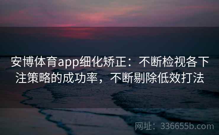安博体育app细化矫正：不断检视各下注策略的成功率，不断剔除低效打法