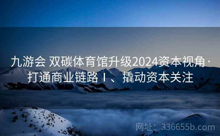 九游会 双碳体育馆升级2024资本视角·打通商业链路Ⅰ、撬动资本关注